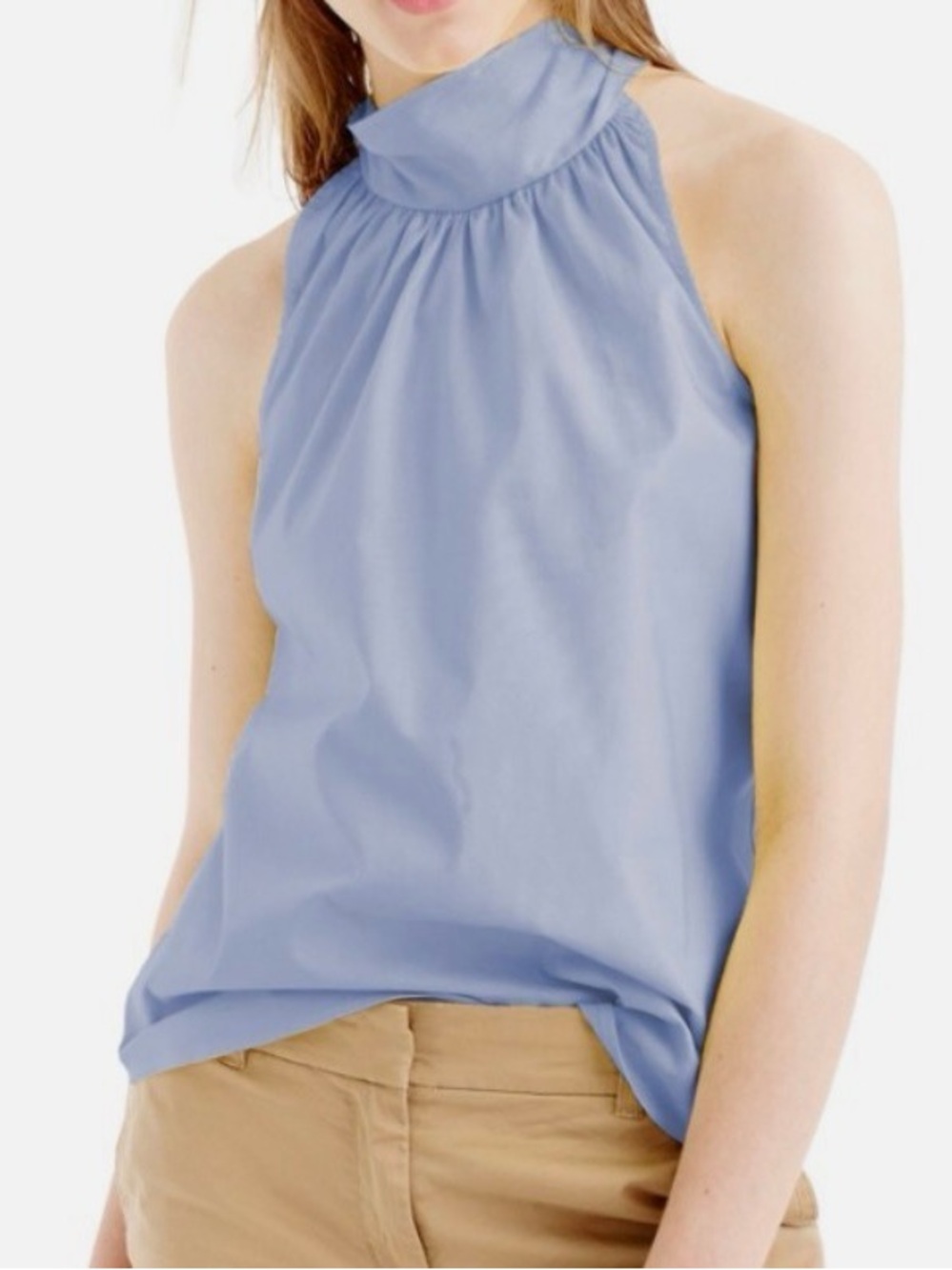 J. Crew Women's Blue Halter Tie-Back Tank